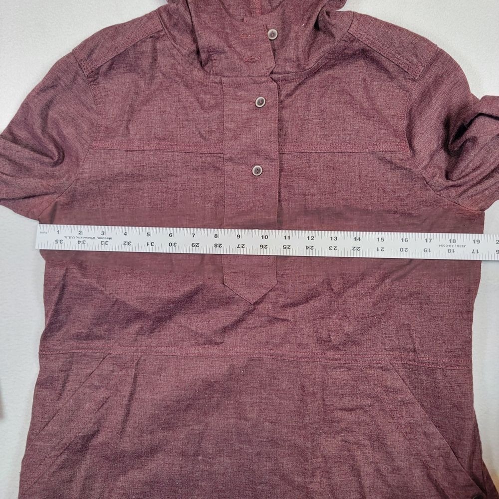 prAna Women's Pullover Hemp Blend Anorak Sz S Maroon Hooded Stretch Outdoor - Picture 7 of 8